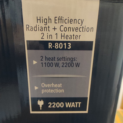 Rohnson R8013 Quartz Heater used 2200W with 2 temperature settings