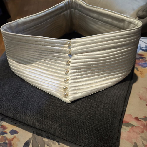 Satin belt new, white, size 75, handmade