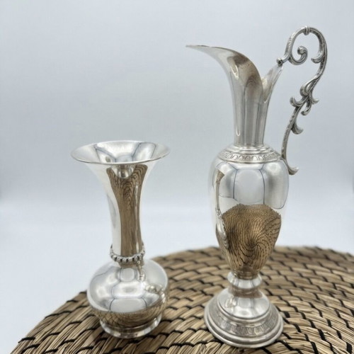 Silver-Plated Decorative Set with Small Vase and Pitcher like new