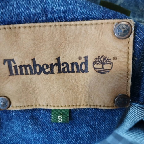 Vintage denim jacket Timberland "Rugged" with leather collar like new