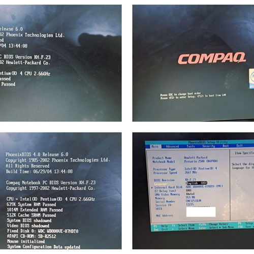 HP Compaq Presario 2500 vintage laptop Pentium 4 2.66GHz