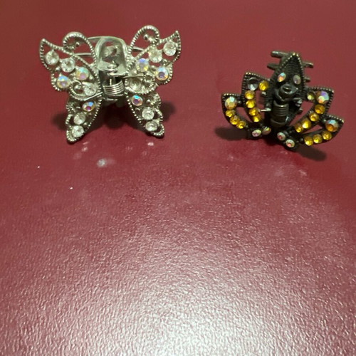 Hair clips new set with stones, butterfly and crown