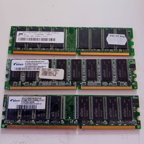 DDR1 Memory 512MB used, pack of 3 modules