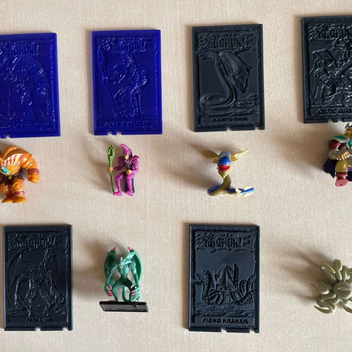 Vintage Yu-Gi-Oh! Mattel 2002 collectible lot, used, 13 figures and cards with arena