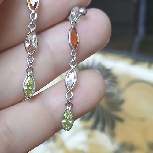 Silver 925 earrings with semi-precious stones, like new, 3.5 cm