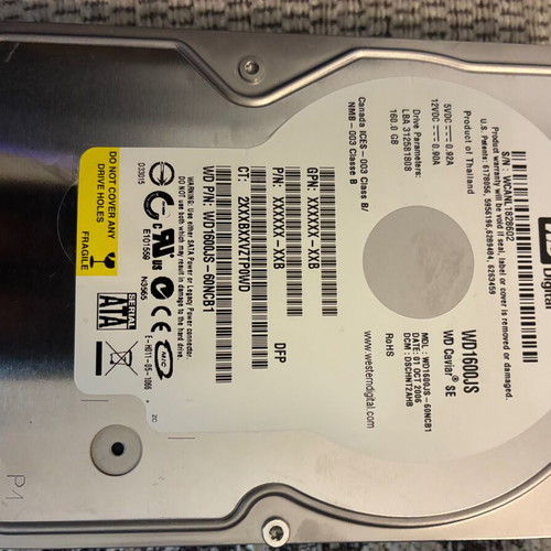 Western Digital 160GB Sata hard drive used, retro computer