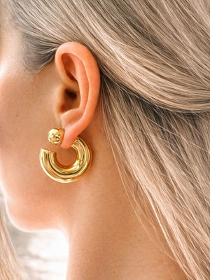 Gold Bold Earrings Polymorphic Style New