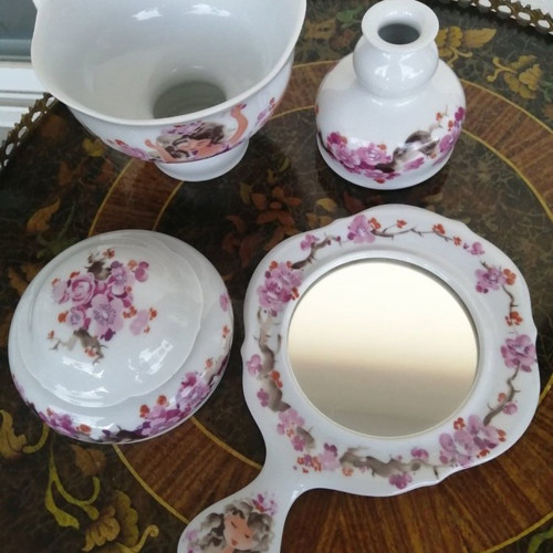 Wallendorf Crown 1764 porcelain hand mirror used
