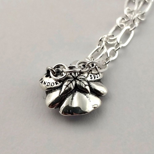 Pandora Blue Pansy Necklace and Earrings Set new, silver 925