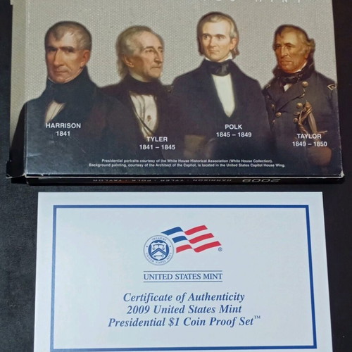 Proof set of 4 US dollar coins 2009 with original box and certificate