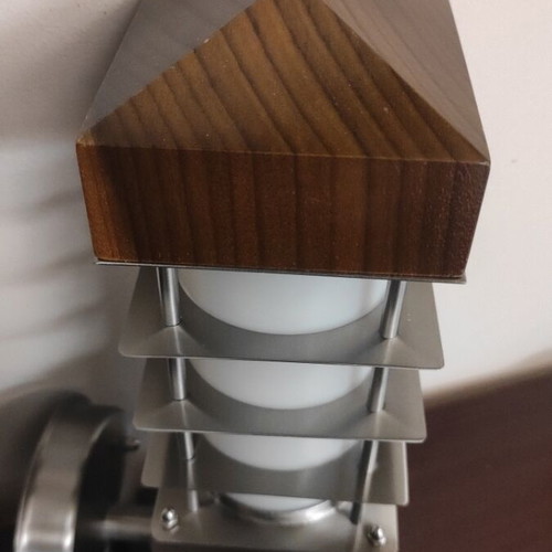 Outdoor wall light with wood and stainless steel, new