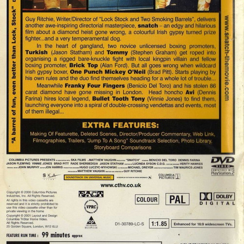 Snatch DVD μεταχειρισμένο, κωμωδία και αστυνομική με υπότιτλους