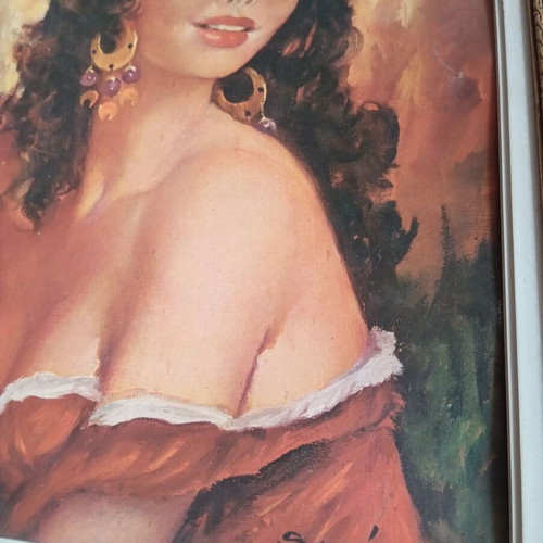 Gypsy painting used with vintage gold frame