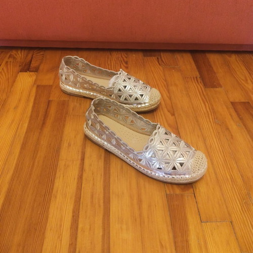 Zara silver espadrilles with cutout design, like new
