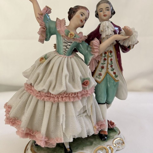 Friedrich Wilhelm Wessel German porcelain Dresden lace figurine couple