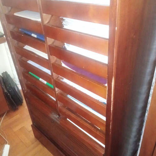 Filing Cabinet with Vertical Roll Door used, solid wood, marble top