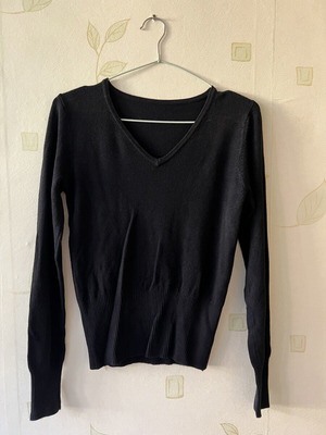 A-Style black women's blouse with V-neck, new, sizes S/M, cotton and elastane