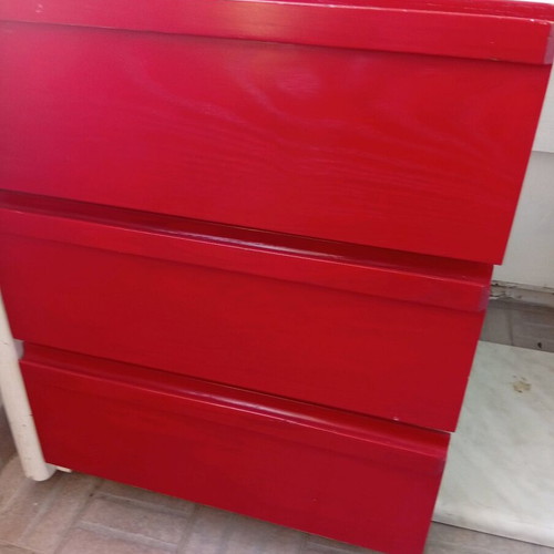 Desk lacquer white red with glass top like new by Malles