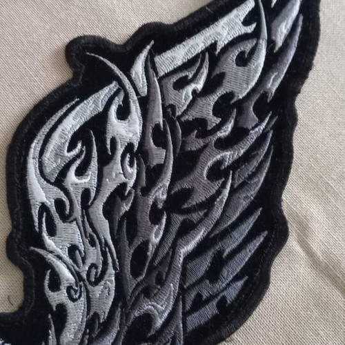 Sewn patch for motorcycle jacket, iron-on or sew-on