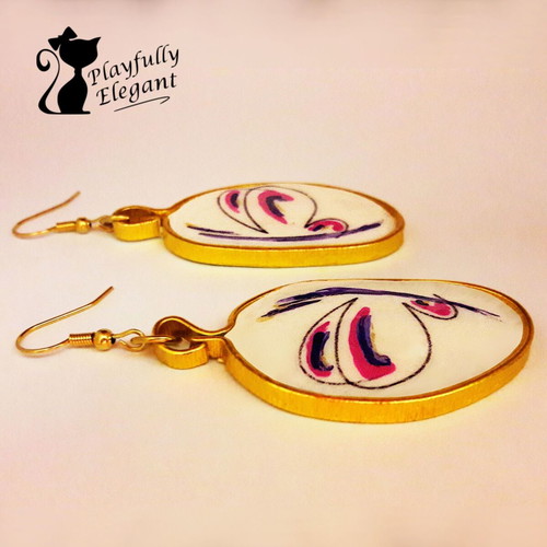 Crazy Butterfly earrings handmade, new, multicolor, gold-tone