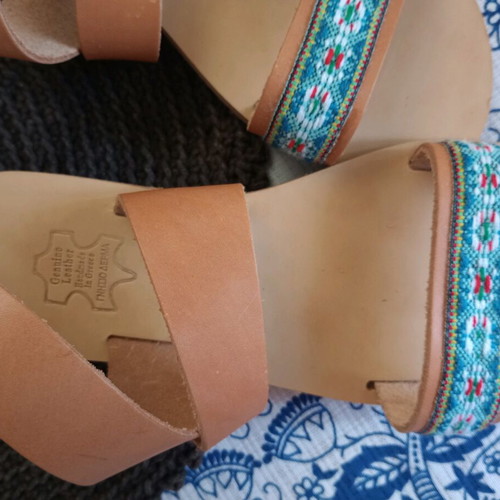 Handmade sandals size 38, genuine leather, multicolor