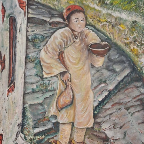 Signed painting The Child of Mercy NK oil on canvas like new 53x72 cm