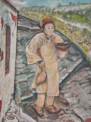 Signed painting The Child of Mercy NK oil on canvas like new 53x72 cm