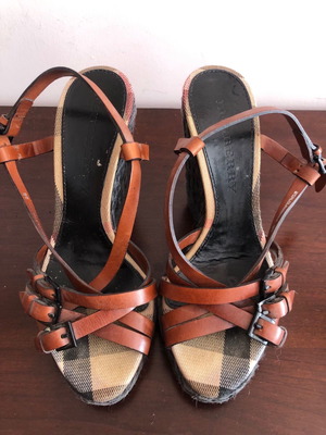 Burberry platforms used, genuine, 12 cm heel, brown