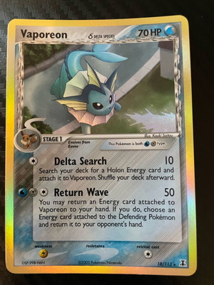 Pokemon Card Vaporeon Delta Species Holo like new