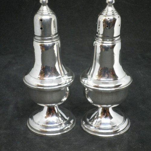 Antique Empire Sterling Weighted silver salt shaker set used
