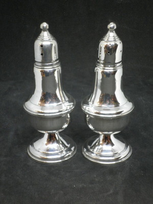 Antique Empire Sterling Weighted silver salt shaker set used