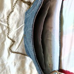 Handmade jean crossbody bag blue new with flap and chain strap