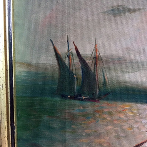Brikman painting used, oil on wood with frame