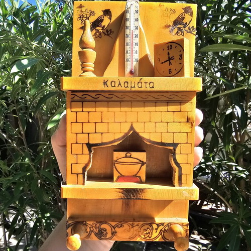 Wooden fireplace thermometer from Kalamata