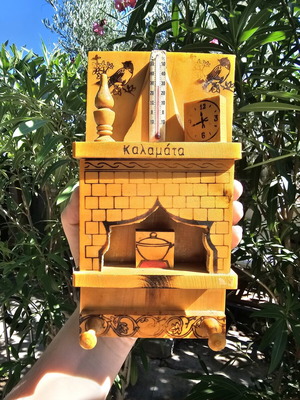 Wooden fireplace thermometer from Kalamata