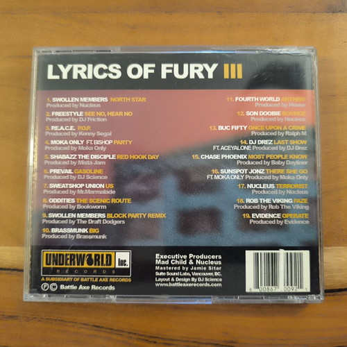 Lyrics Of Fury III CD like new, hip-hop