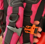 Polo backpack fuchsia with multiple compartments used