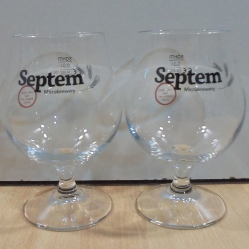 Septem beer set of two used promotional stemmed glasses 0.3lt