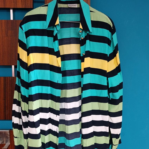 Vintage striped shirt like new, multicolored with gold buttons