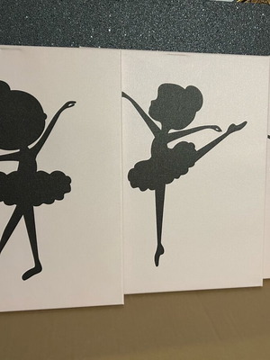 Children's canvas paintings ballerinas triptych like new