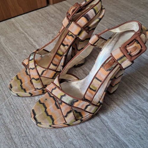 Missoni sandals used, colorful platform heels size 38.5