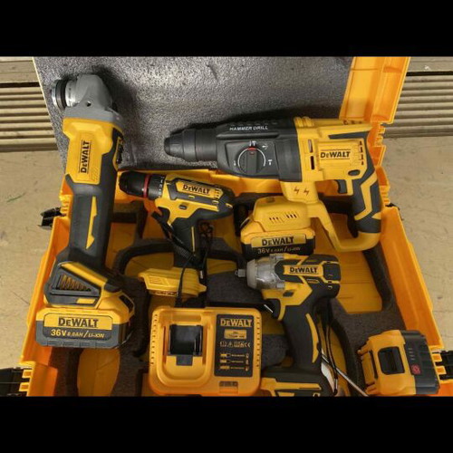Cordless 4-in-1 Tool Set New with Hammer Drill, Angle Grinder, Screwdriver, Impact Wrench