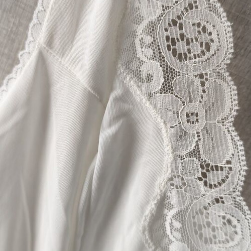 Vintage Erka White Slip Dress with Lace, Like New, Size Small-Medium