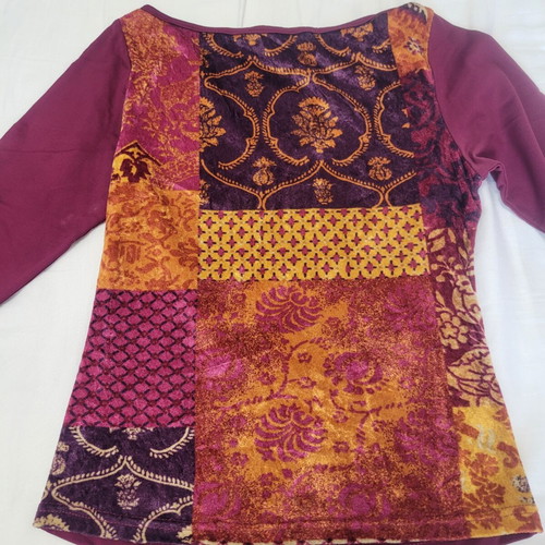 Danoff women's blouse, small, velvet front design