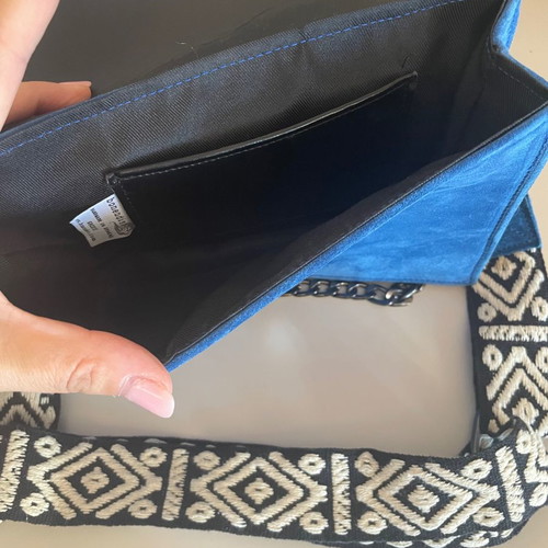 Bonendis crossbody bag used, blue suede