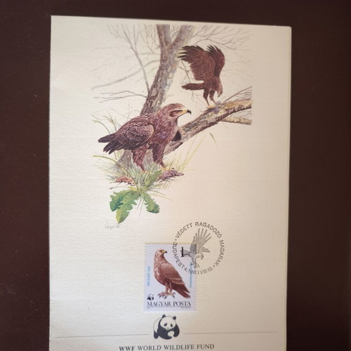 WWF Hungary 1983 Collectible Embossed Double Card with Eagles and Panda