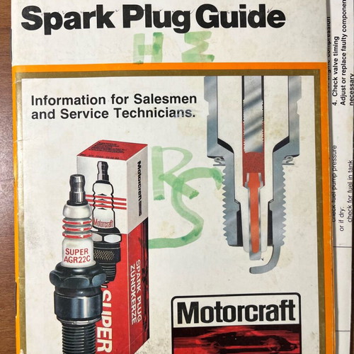 Motorcraft spark plug guide used for salesmen and service technicians