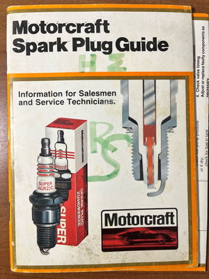Motorcraft spark plug guide used for salesmen and service technicians