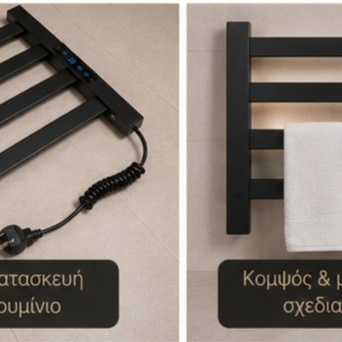 Electric Towel Warmer Radiator Black Touch Screen IPX4 New
