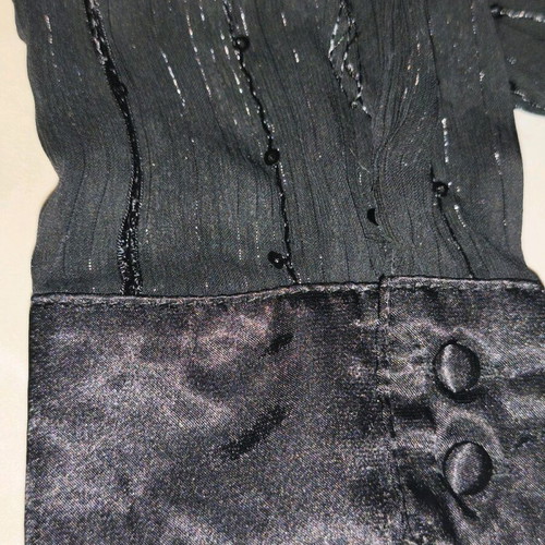 Black semi-transparent wrap shirt with sequins used